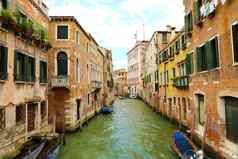 风景如画的视图威尼斯运河船威尼斯受欢迎的旅游目的地欧洲北方的意大利