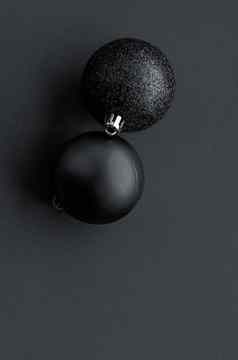 圣诞节装饰物黑色的平铺背景奢侈品冬天假期卡背景