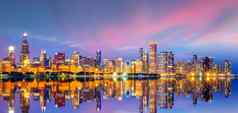 市中心芝加哥天际线城市景观美国