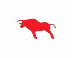 红色的牛金牛座标志模板
