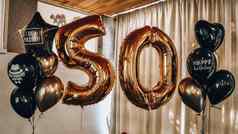黄金充气球形式数字生日周年纪念日聚会，派对黄金生日聚会，派对气球
