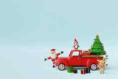 快乐圣诞节快乐一年圣诞节庆祝活动背景圣诞节卡车圣诞老人老人呈现