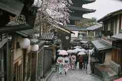 小镇《京都议定书》樱花季节日本