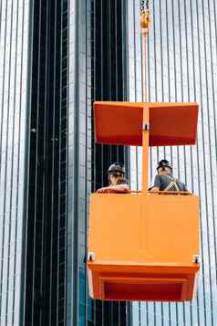 工人建设摇篮爬起重机大玻璃建筑起重机电梯工人车座位建设