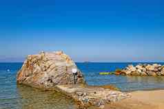 夏天季节海视图爱琴海海海岸
