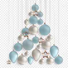 圣诞节球假期一年设计透明的背景向量插图