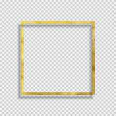 黄金油漆闪闪发光的变形框架透明的背景向量插图