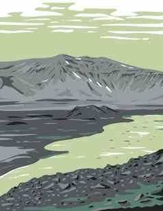 火山口远程荒野阿拉斯加半岛aniakchak国家纪念碑保存美国水渍险海报艺术
