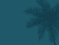 美女棕榈树叶轮廓背景向量插图