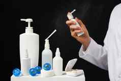 抗菌洗手液喷雾瓶手洗手液分配器感染控制概念洗手液防止冠状病毒科维德流感