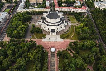 前视图建筑指莫斯科歌剧芭蕾舞剧院公园明斯克公<strong>共建</strong>筑白俄罗斯