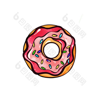 插图彩色的画糖果甜甜圈釉颜色白色孤立的背景