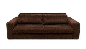 现代黑暗棕色（的）沙发<strong>简约沙发</strong>上孤立的白色背景