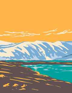 洞etchachan凯恩戈姆山国家公园中央凯恩戈姆山高原区域高地苏格兰艺术德科水渍险海报艺术