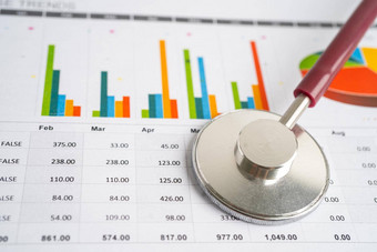 听诊器图表图纸金融账户统计数据投资分析研究数据经济业务公司概念