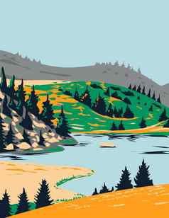 湖温德本诺山国家公园卡林西亚奥地利艺术德科水渍险海报艺术