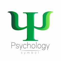 现代标志心理学ψ有创意的风格图标设计概念品牌公司绿色颜色信白色背景象征网络打印卡摩天观景轮