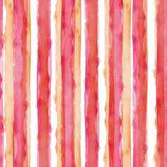 摘要简单的条纹水彩背景粉红色的橙色颜色无缝的模式织物纺织纸简单的手画条纹
