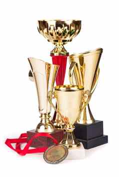 奖杯杯奖牌孤立的白色奖杯有形的持久的提醒具体的成就服务识别证明优点授予体育事件