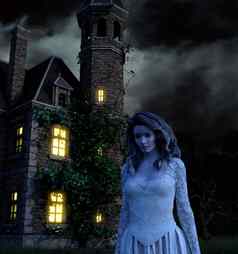 可怕的鬼女人闹鬼房子晚上