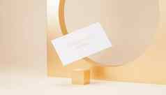 白色空白业务卡模型米色背景渲染模板
