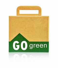 生态盒子袋绿色文本孤立的白色背景环境概念