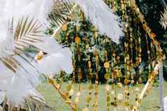 装饰婚礼拱自然婚礼仪式拱装饰羽毛复古的风格
