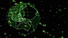 全球数字六角南东亚洲泡沫绿色文本黑色的背景