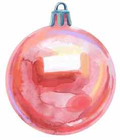 水彩粉红色的圣诞节球孤立的白色背景