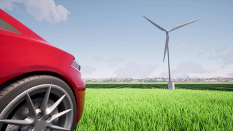 <strong>车</strong>风发电机可持续发展的清洁绿色可再生<strong>能源</strong>风涡轮替代权力渲染