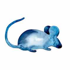 鼠标水彩手画插图孤立的白色背景动物