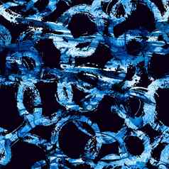 水彩无缝的模式刷圈中风蓝色的颜色黑暗背景手画画眉山庄纹理墨水几何元素时尚现代风格没完没了的织物打印