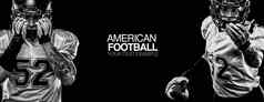 体育运动概念美国足球运动员球员黑色的背景复制空间体育运动概念