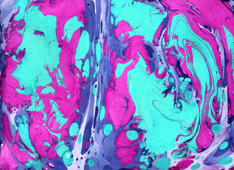 手工制作的大理石纹理流体油漆打印背景纺织设计海报卡片壁纸现代艺术作品大理石花纹画刷粉红色的紫罗兰色的蓝色的颜色
