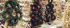圣诞节购物流感大流行商店销售假期装饰泡沫玩具金银丝织品圣诞节市场节日情绪