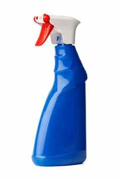 蓝色的塑料瓶液体洗涤剂孤立的白色