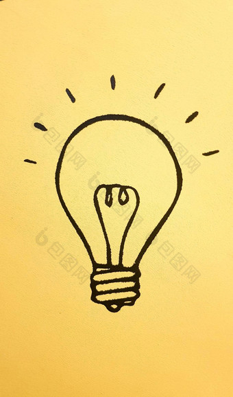 光灯泡图标代表的想法创造力创新色彩斑斓的黄色的横幅背景