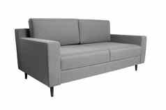 现代灰色织物沙发孤立的白色背景一边视图严格的风格