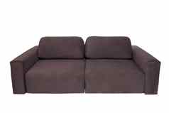 棕色（的）织物沙发枕头孤立的白色背景现代家具