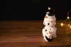 玩具雪人圣诞节装饰加兰假期木背景