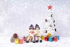 圣诞节问候卡诺埃尔Gnome背景礼物雪圣诞节象征