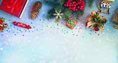 冬天假期树装饰圣诞节一年明亮的横幅