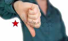 坏审查拇指红色的星星坏服务不喜欢坏质量客户经验评级社会媒体概念背景