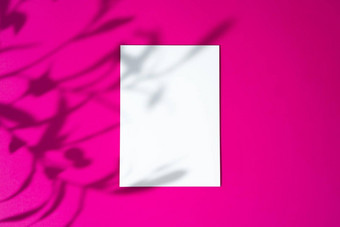 广告模型白色空白的名片明亮的粉红色的背景