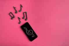 智能手机三冠王谱号音乐的请注意粉红色的背景音乐应用程序音乐电话