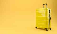 黄色的旅行手提箱黄色的背景