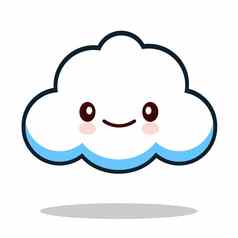 卡哇伊卡通白色表情符号可爱的云