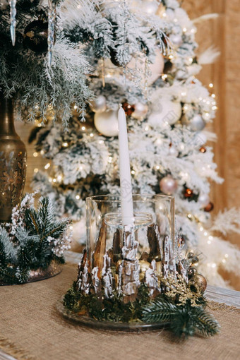 蜡烛烛台装饰圣诞节主题装饰概念首页装饰一年假期表格装饰圣诞节