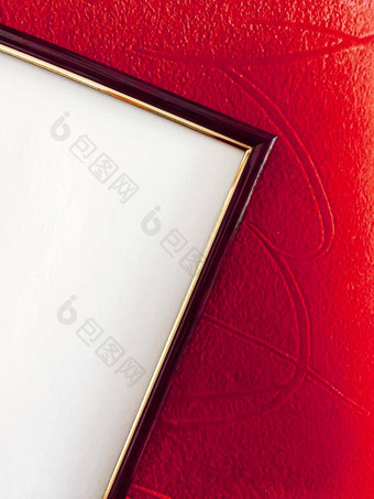 空白图片框架细节红色的背景奢侈品首页装饰室内设计海报打印可打印的艺术模型