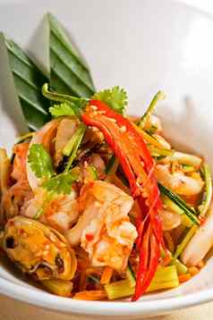 新鲜的海鲜泰国沙拉
